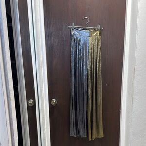 ASOS Silver and Gold Pleated Maxi Skirt